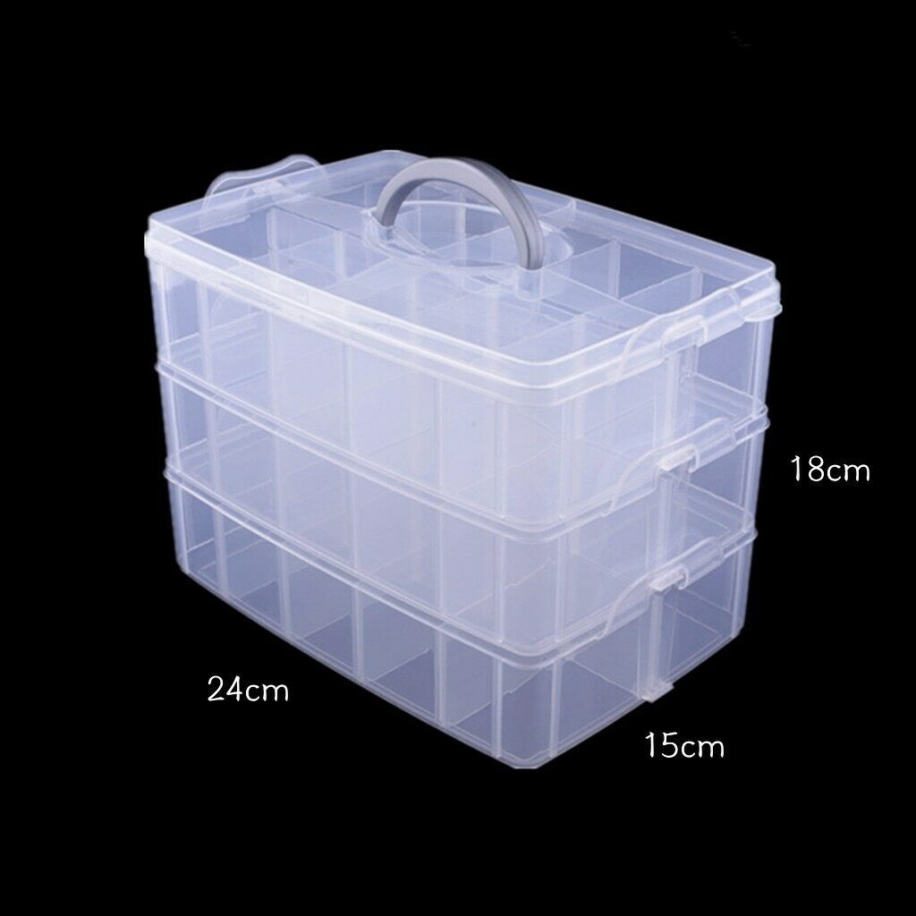 3 layer 30 grid clear plastic storage box - Large