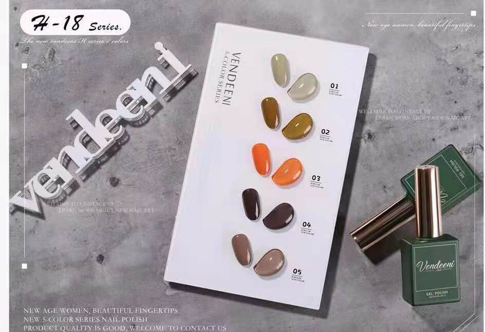Crazy Promotion - Vendeeni UV/LED Gel Polish 15ml H18 - 5pcs/Set R120!! WITH COLOUR CHART!!