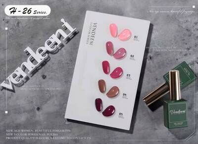 Crazy Promotion - Vendeeni UV/LED Gel Polish 15ml H26 - 5pcs/Set R120!! WITH COLOUR CHART!!
