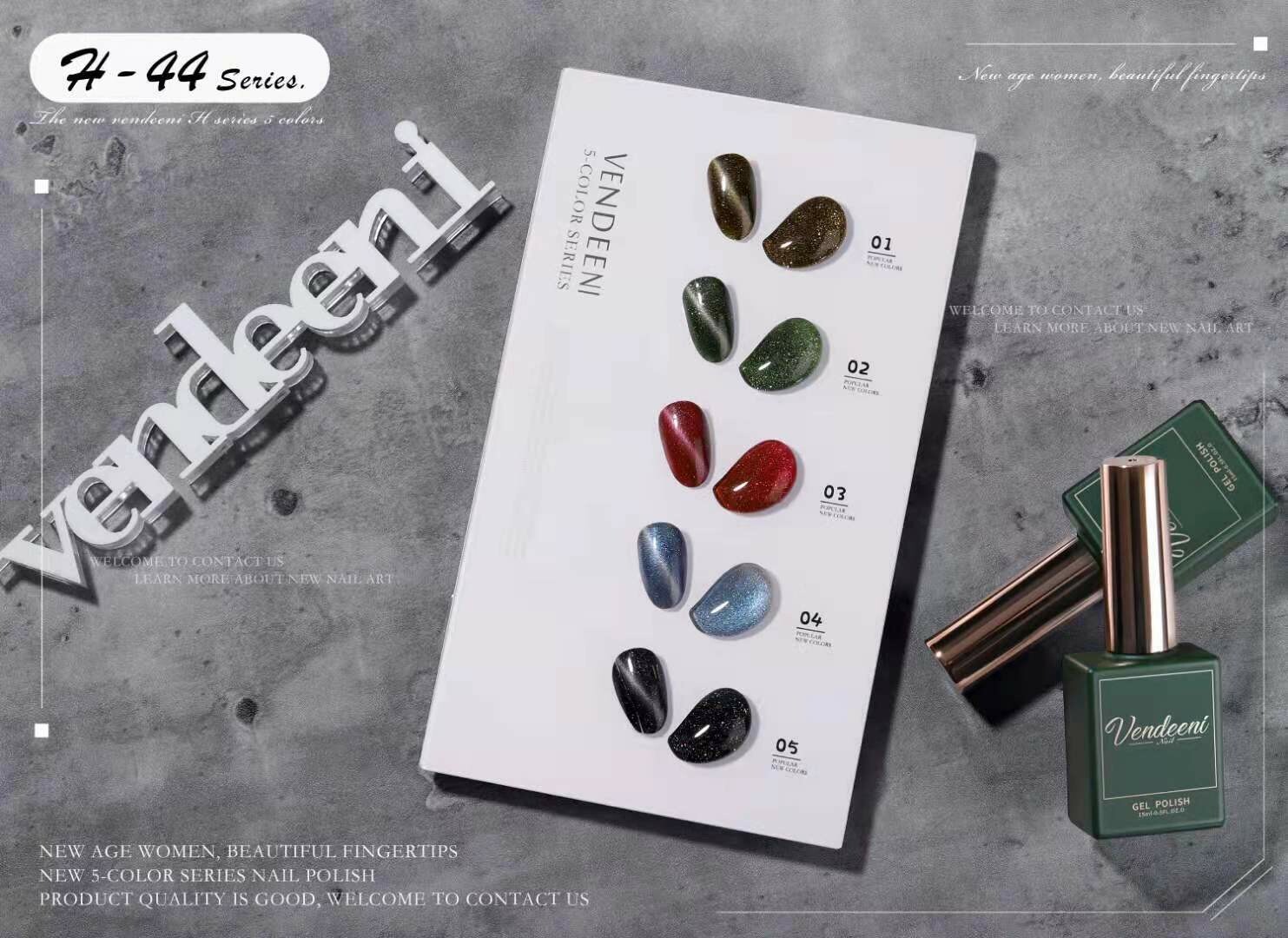 Crazy Promotion - Vendeeni UV/LED Gel Polish 15ml H44 - 5pcs/Set R120!! WITH COLOUR CHART!!