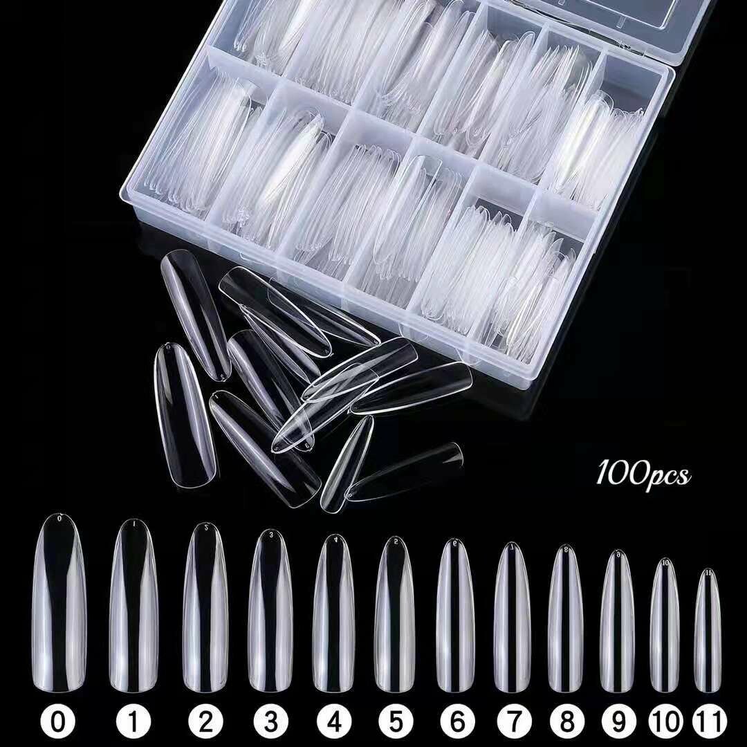 Clear Bullet Shape Long Nails 120pcs