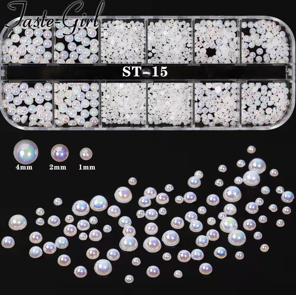 ST015 Pure White Pearl Nail Decoration