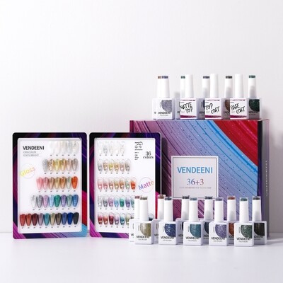 Vendeeni 36 Colours + 3 Gel with classic colour chart Set 4