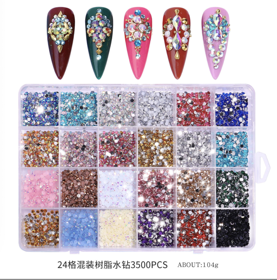 Resin 24 Grid fluorescent electroplating AB DIY 3500PCS -2