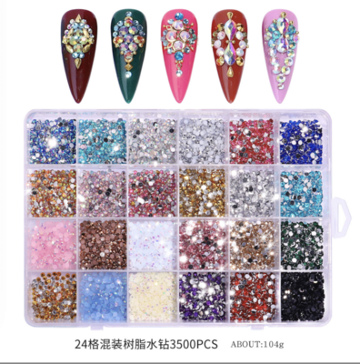Resin 24 Grid fluorescent electroplating AB DIY 3500PCS -2