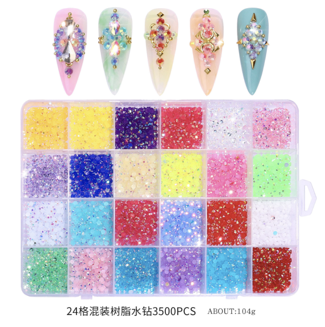 Resin 24 Grid fluorescent electroplating AB DIY 3500PCS -1
