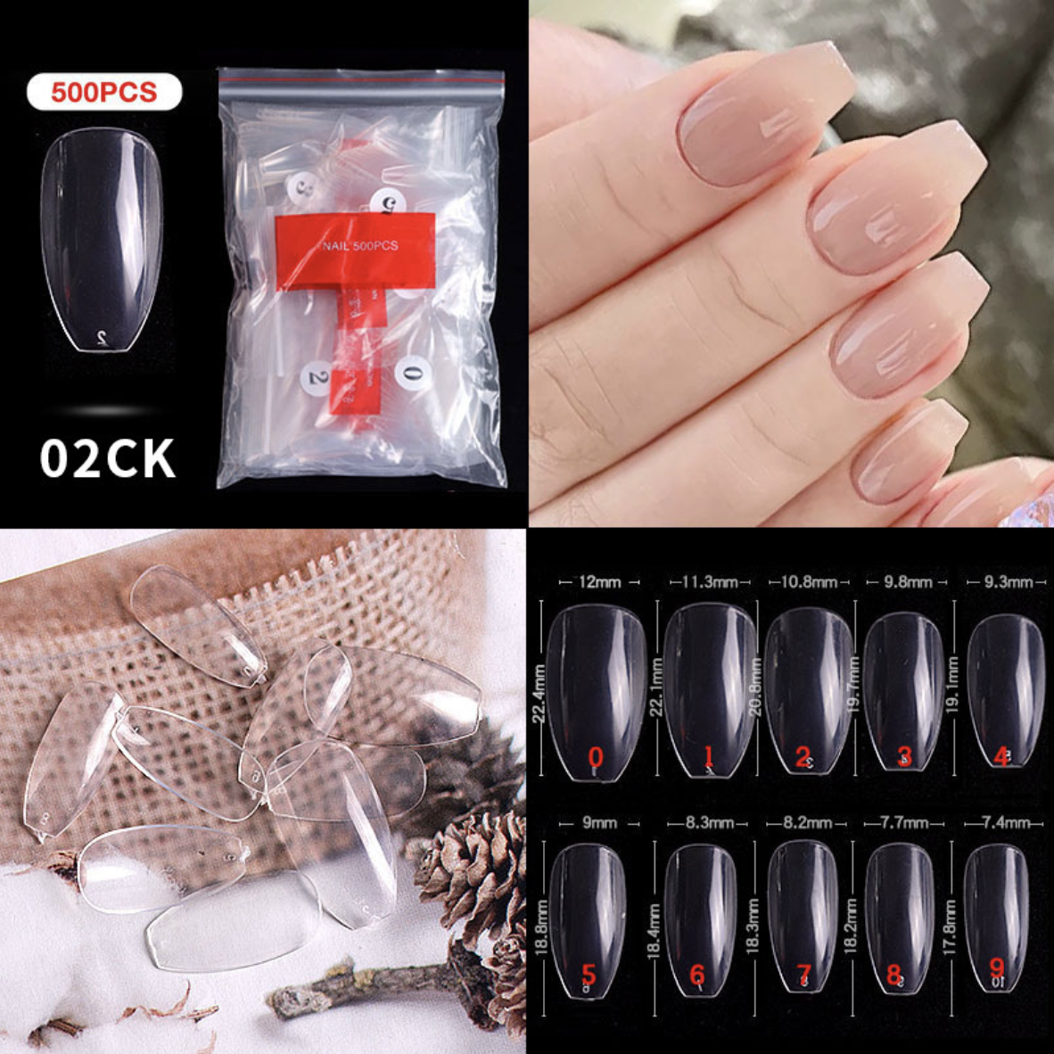 02# Nail Tips ( 500pcs/Packet )