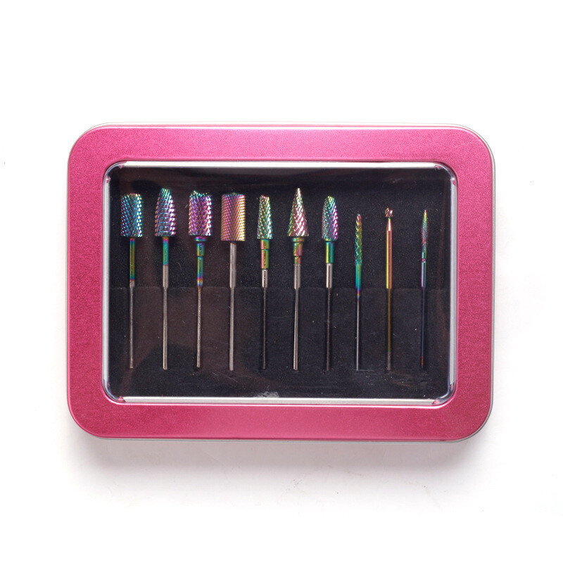 10pcs drill  Colourful tungsten steel grinding head in aluminum box