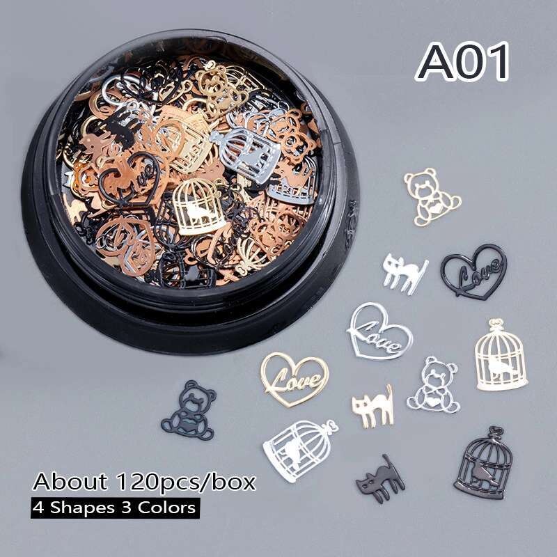 Black Pot 4 shapes Nail Art 120pcs