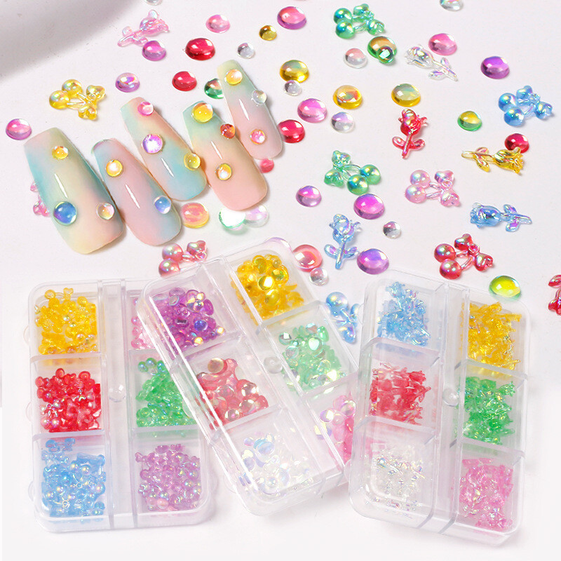 6 Grids Resin Nail Decoration