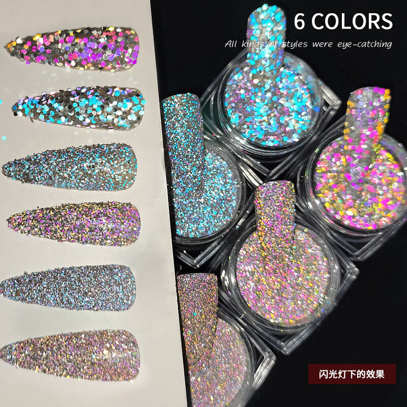 Diamond Chipping Reflective Disco Glitter 6pcs