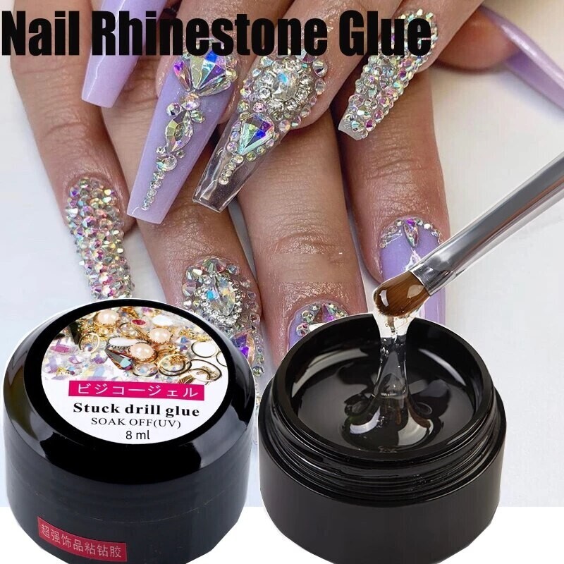Nail Art Rhinestone Glue Transparent DIY Sticky Lasting UV Gel Jewelry Stuck Drill Glue Decoration Tools Nail Art Accessory 8ml