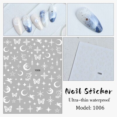 Nail Sticker - JO1006 White Pegasus Butterfly Moon Star