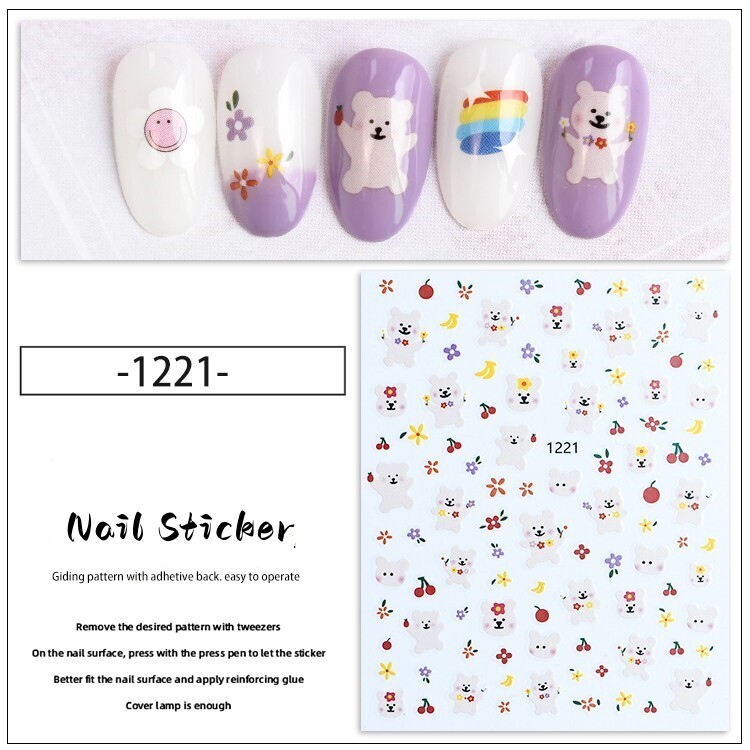 Nail Sticker - JO1221 bear cherry