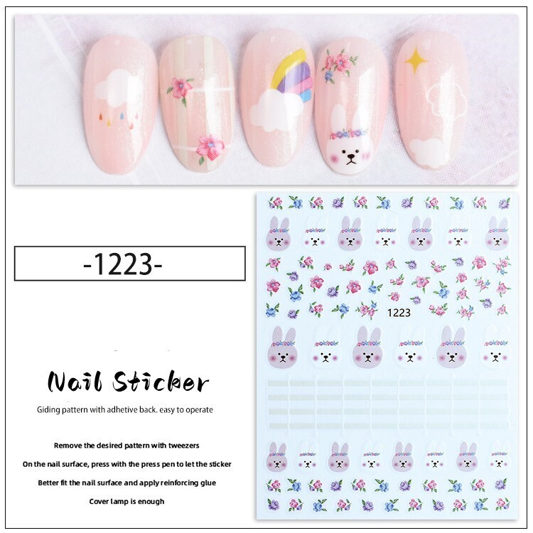 Nail Sticker - JO1223 Rabbit Flower