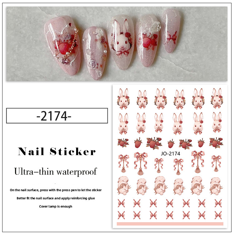 Nail Sticker - 2174 Rabbit Strawbery