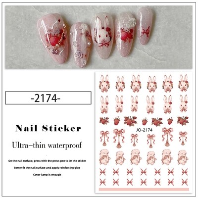 Nail Sticker - 2174 Rabbit Strawbery