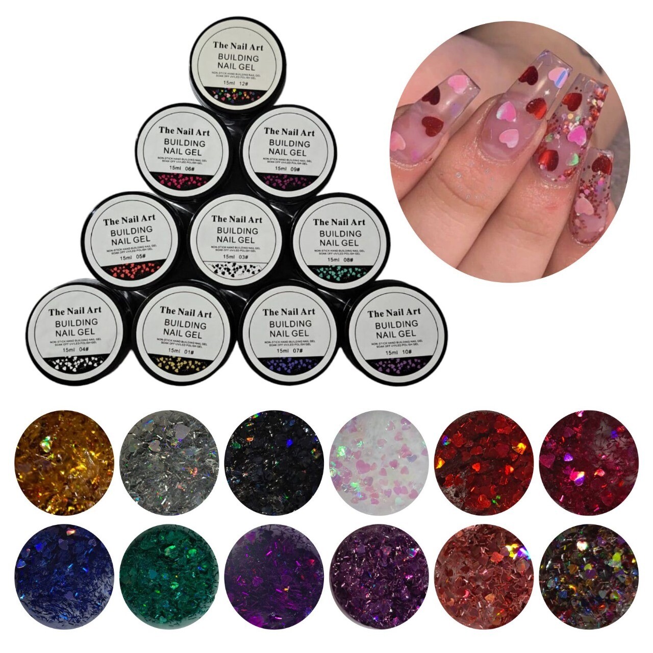 Nonstick Glitter builder gel 15ml