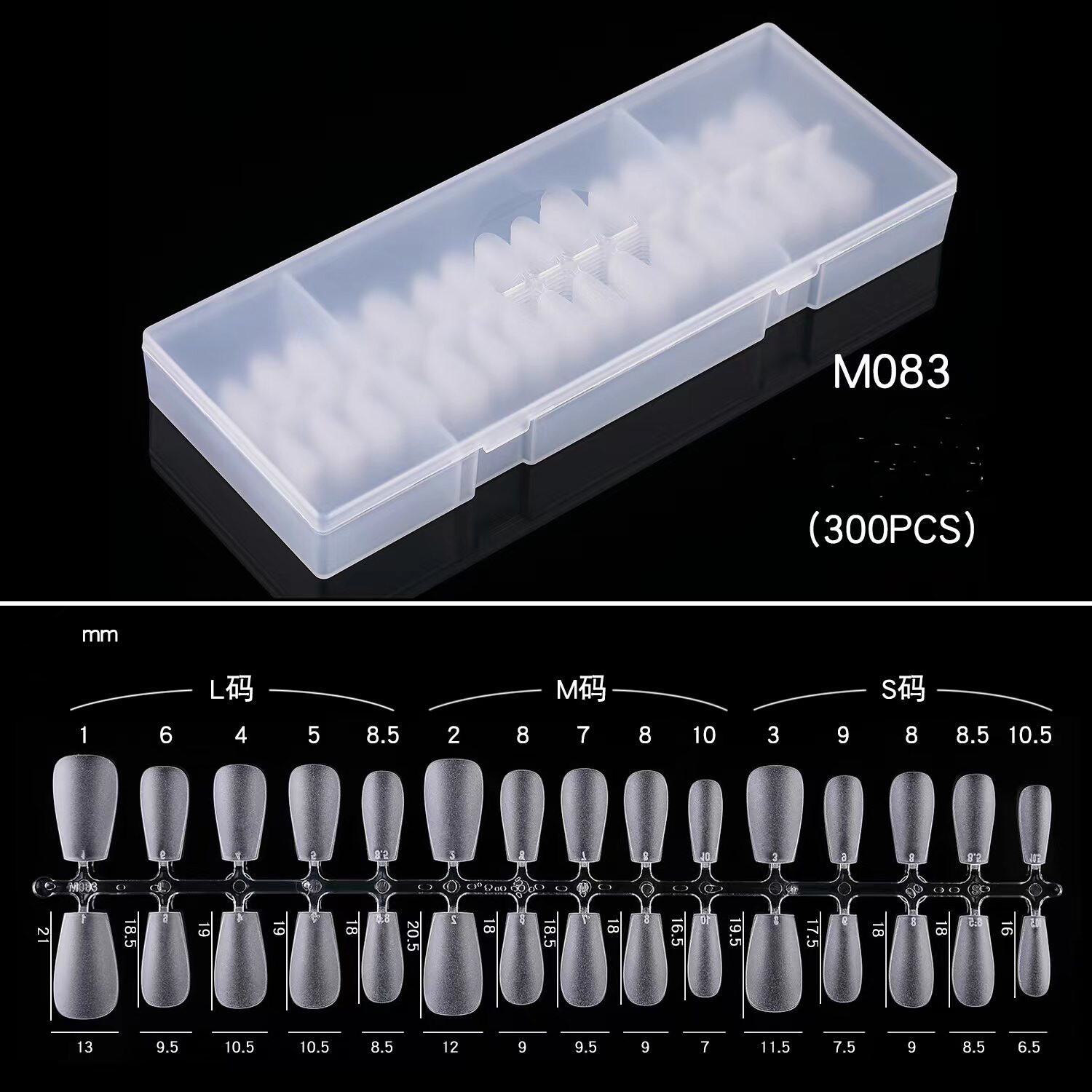 TNA Fake Nail Tips 300pcs Press-on Nails, Pre Shaped Soft Gel x Nails M083