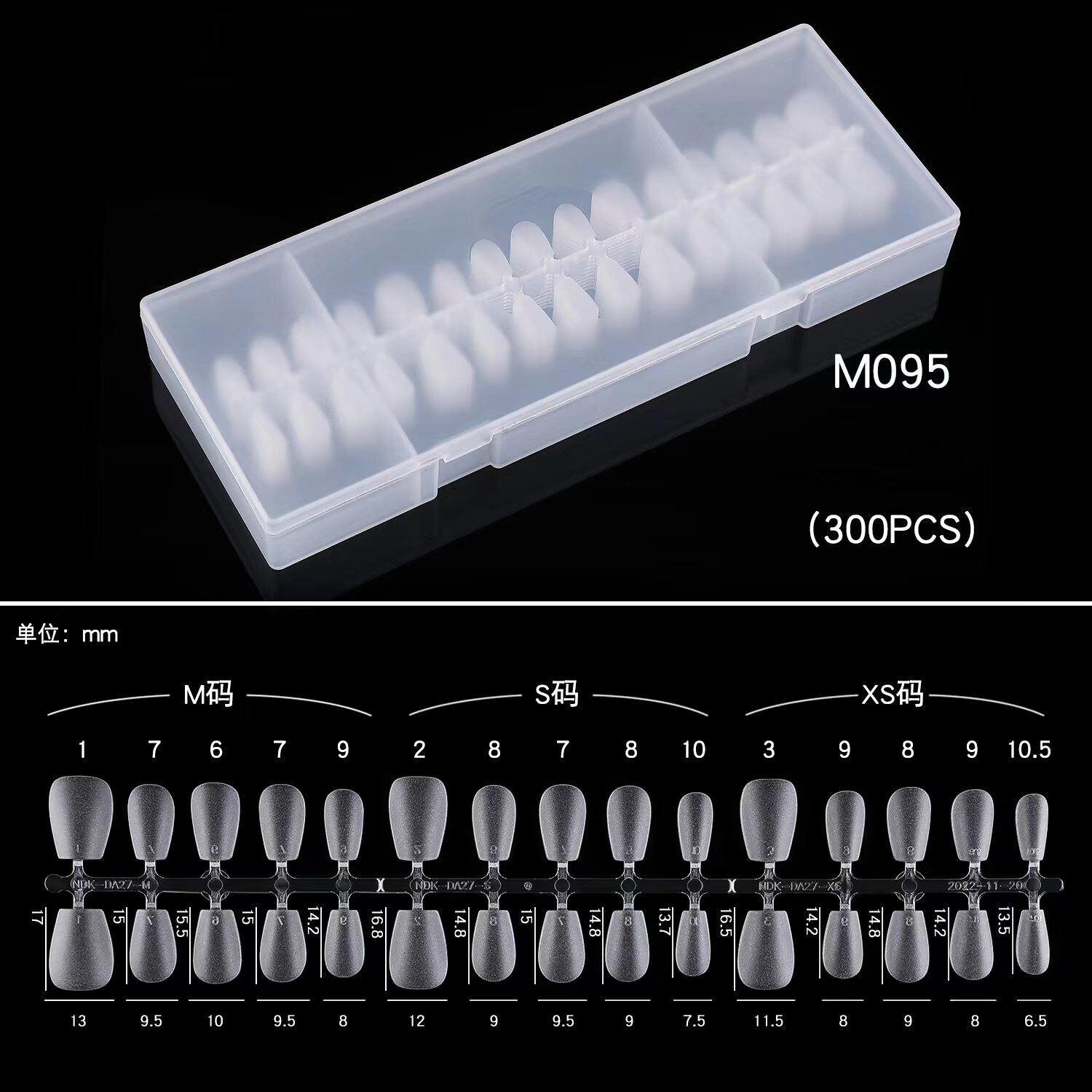 TNA Fake Nail Tips 300pcs Press-on Nails, Pre Shaped Soft Gel x Nails M095