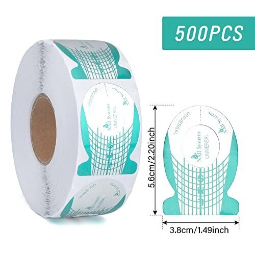 QZ06 500 slices/Roll Nail Form Extension Sticker Self-Adhesive Nail Tips Guide, Gel Nail Stickers for Poly Gel/Extension/Acrylic Nail Molds Builder