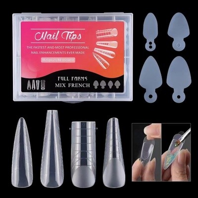 Reusable Nail Dual Forms 96pcs and Mix French Silicon Stickers