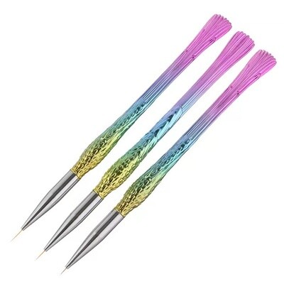 3pcs Mermaid Striping Brush - Colourful