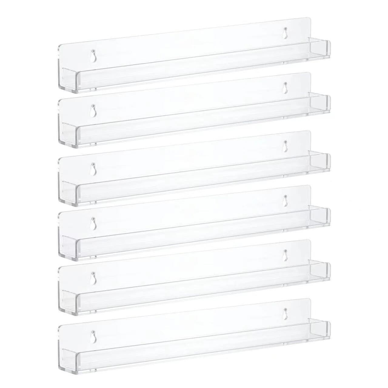 6 Pack Nail Polish Rack Wall Mounted Shelf, Clear Acrylic Nail Polish Organizer Display