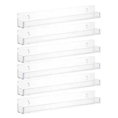 6 Pack Nail Polish Rack Wall Mounted Shelf, Clear Acrylic Nail Polish Organizer Display