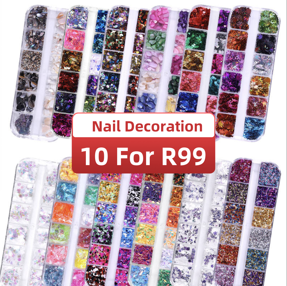 Clearance Sale - 12 grids Nail Decoration M series 10 For R99  ( different Styles )