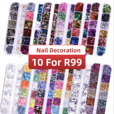 Clearance Sale - 12 grids Nail Decoration M series 10 For R99  ( different Styles )