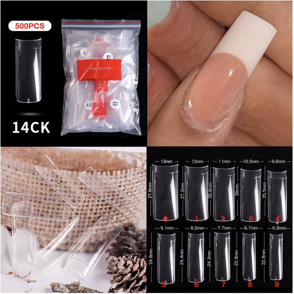 14# French Nail Tips ( 500pcs/Packet )
