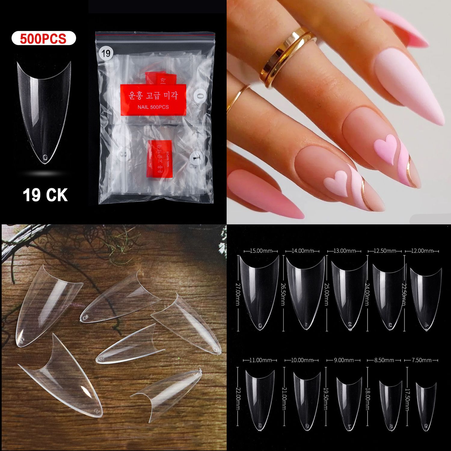 19# Stiletto Nail Tips ( 500pcs/Packet )