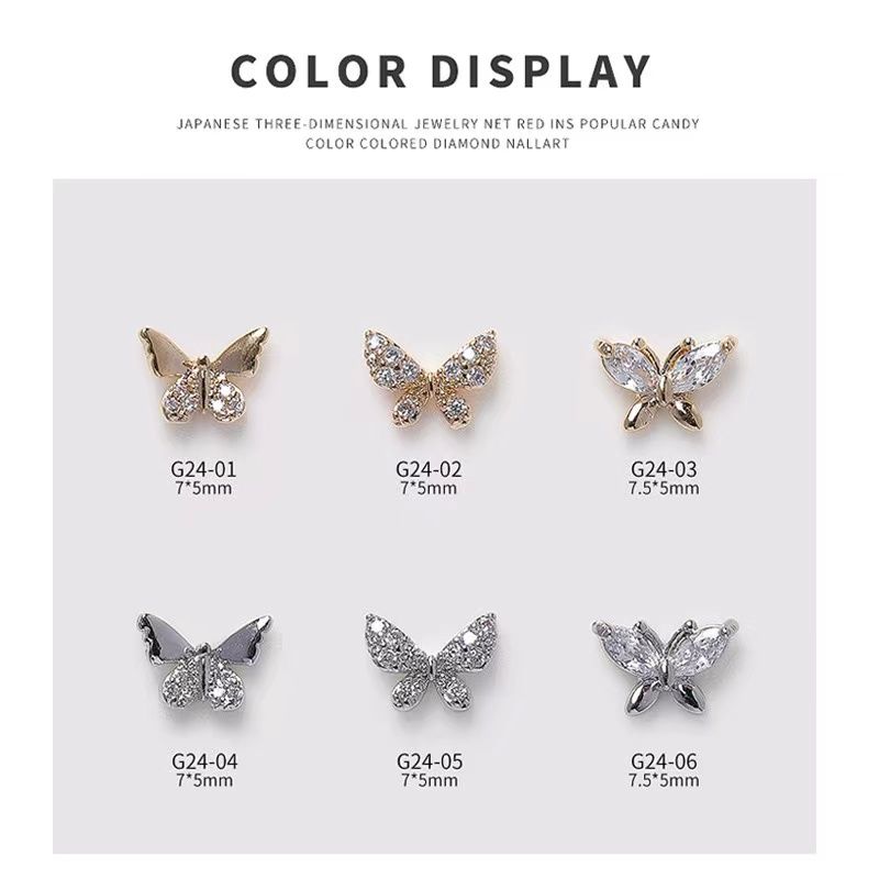 G24 Butterfly Zircon Nail Rhinestone 2pcs