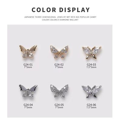 G24 Butterfly Zircon Nail Rhinestone 2pcs