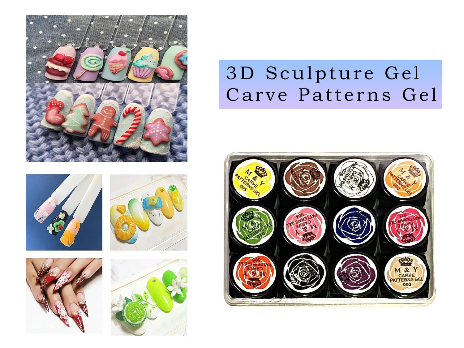 3D Sculpture Gel 3D Carve Patterns Gel 12 colours