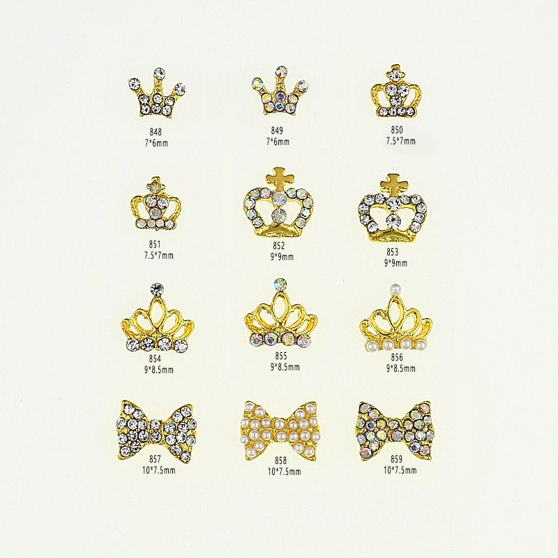 Golden Crown Butterfly Electroplating Nail Art 5pcs