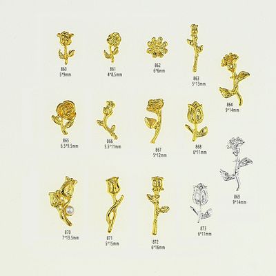 Metal Rose Nail Art 10pcs
