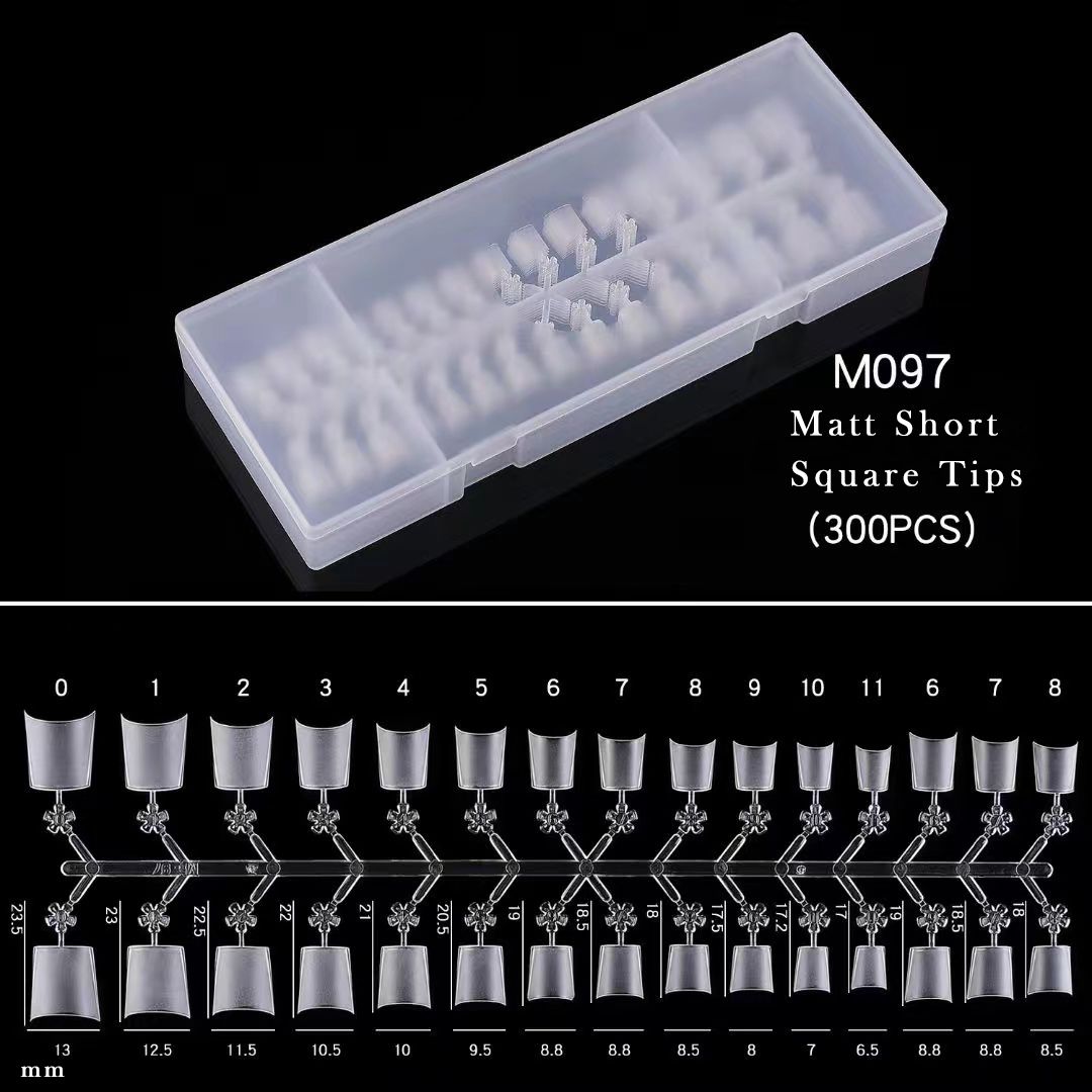 Short Square Matte Ultra Thin Pre-made False Nails Tips 300pcs M097