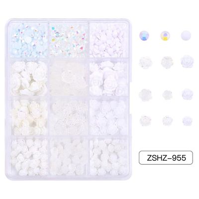 ZSHZ-955/12 grids white rose mix white  AB pearl