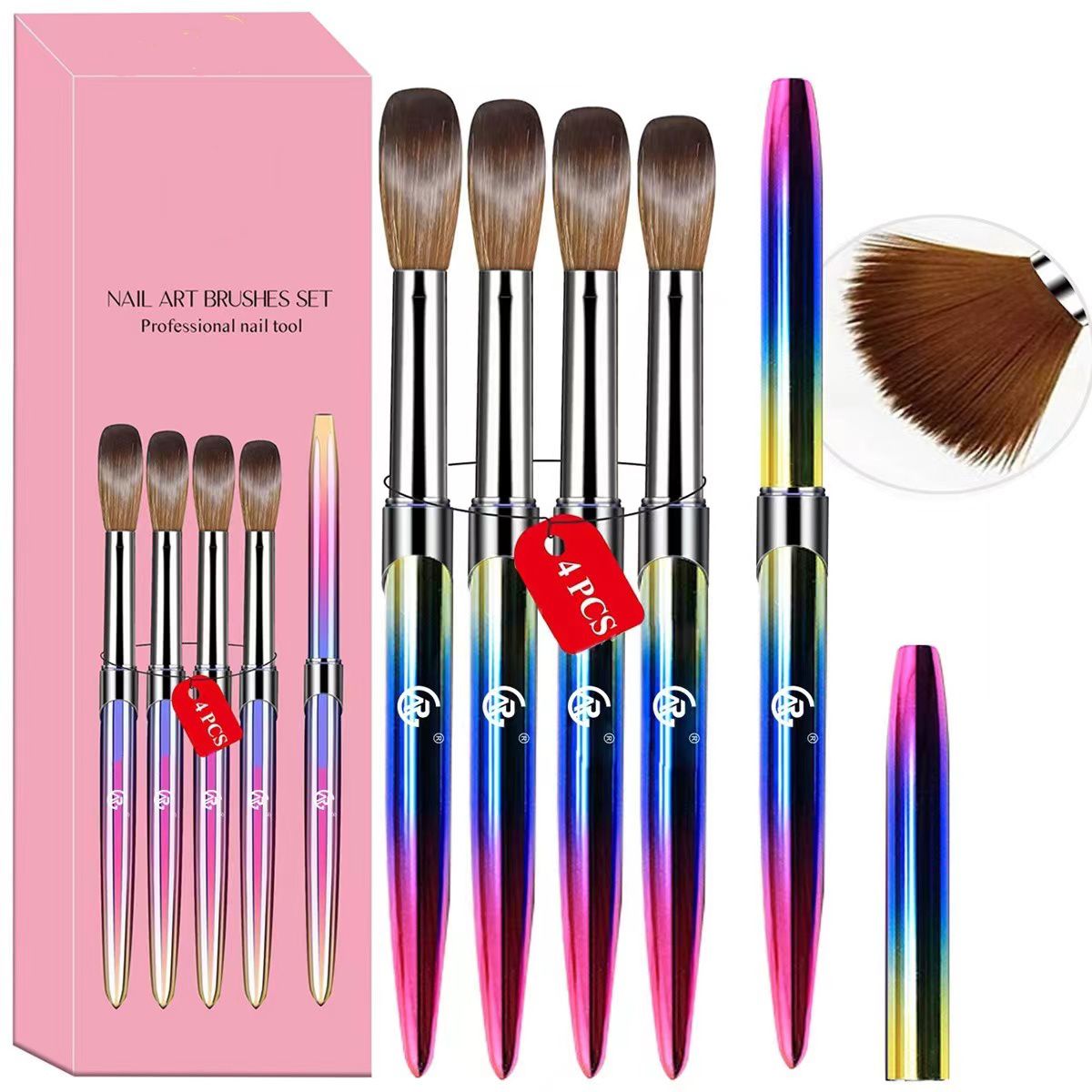 4pcs Acrylic Nail Brush Set,Size 10/12/14/16