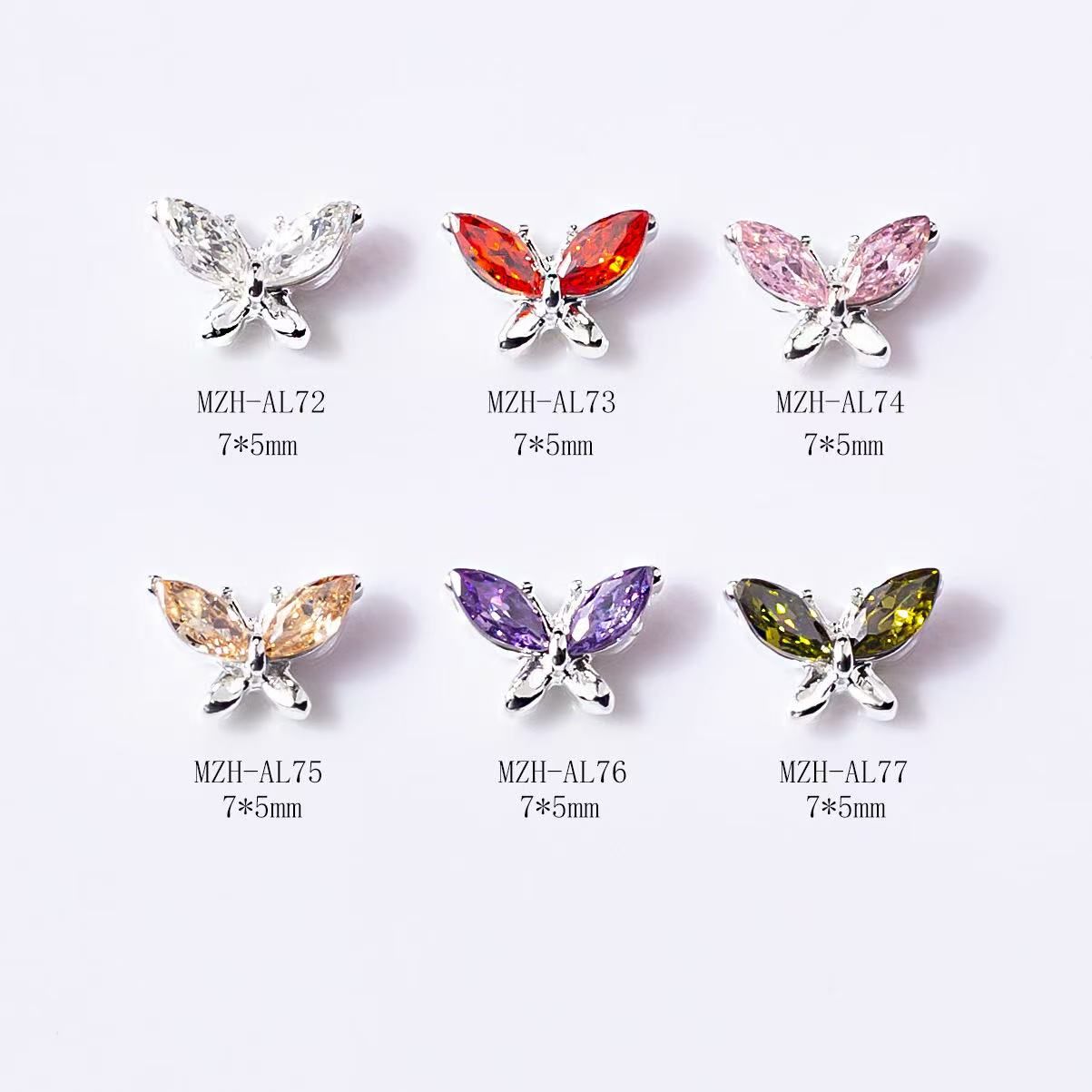 Mini Zircon Hourseeye Butterfly 5pcs