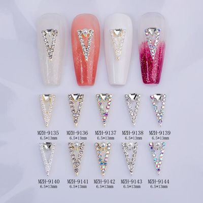 Pearl Triangle Diamonds Rhinstone 5pcs