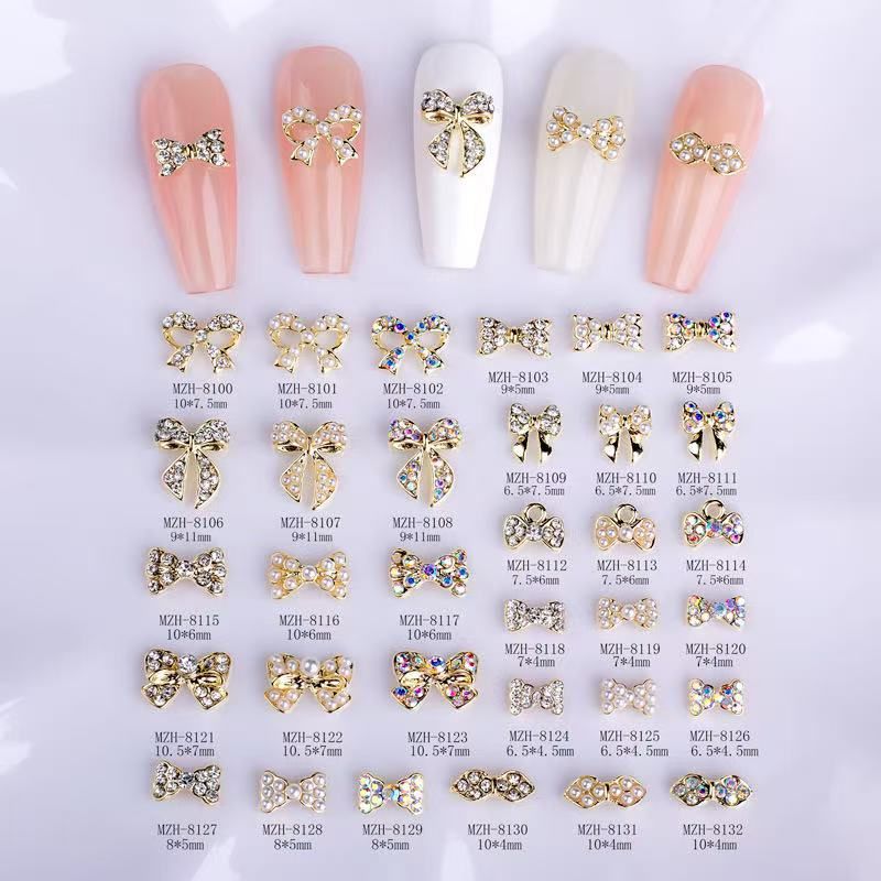Bow tie Alloy Nail Rhinstone 5pcs