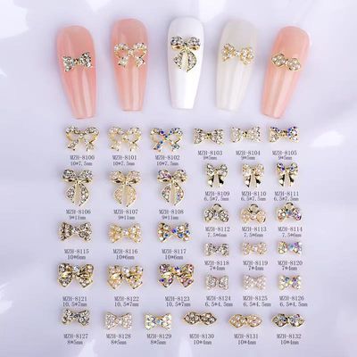 Bow tie Alloy Nail Rhinstone 5pcs