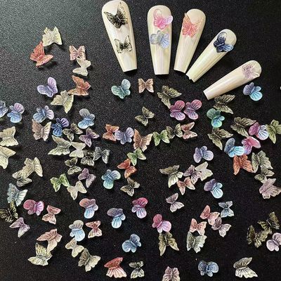 Mini Icy Transparent Butterfly Nail Rhinestones 20pcs