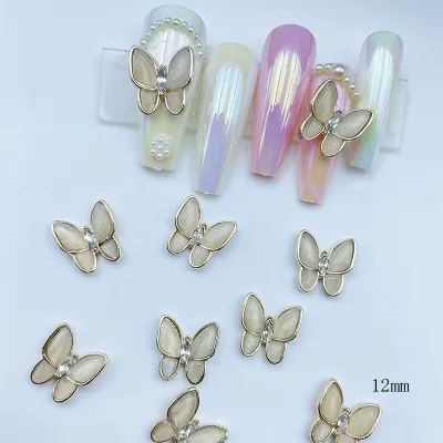 Alloy 3D Cat Eye Butterfly Nail Rhinestones 2pcs