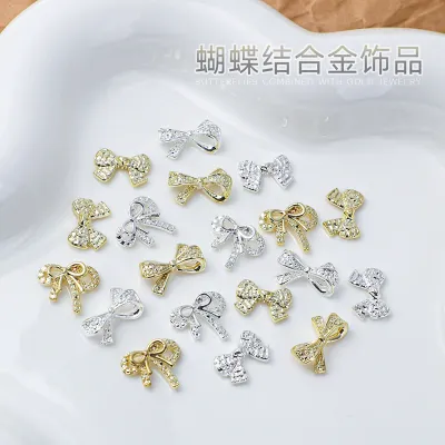 Alloy Bow Nail Rhinestones 10pcs