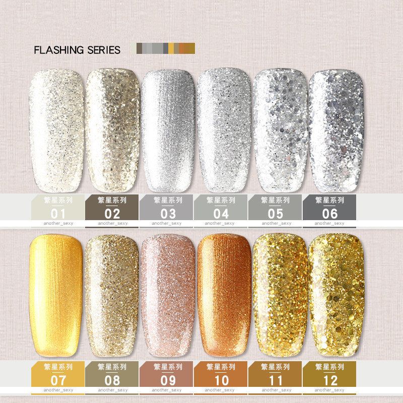 Crazy Promotion - AS 15ml Gel Polish 12 Colours/Set R350 - Silver&amp;Gold Set