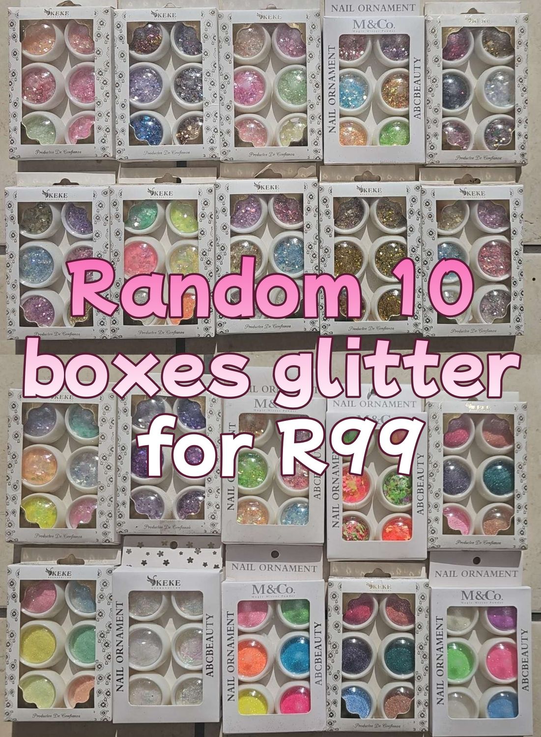 10 boxes nail decorations R99